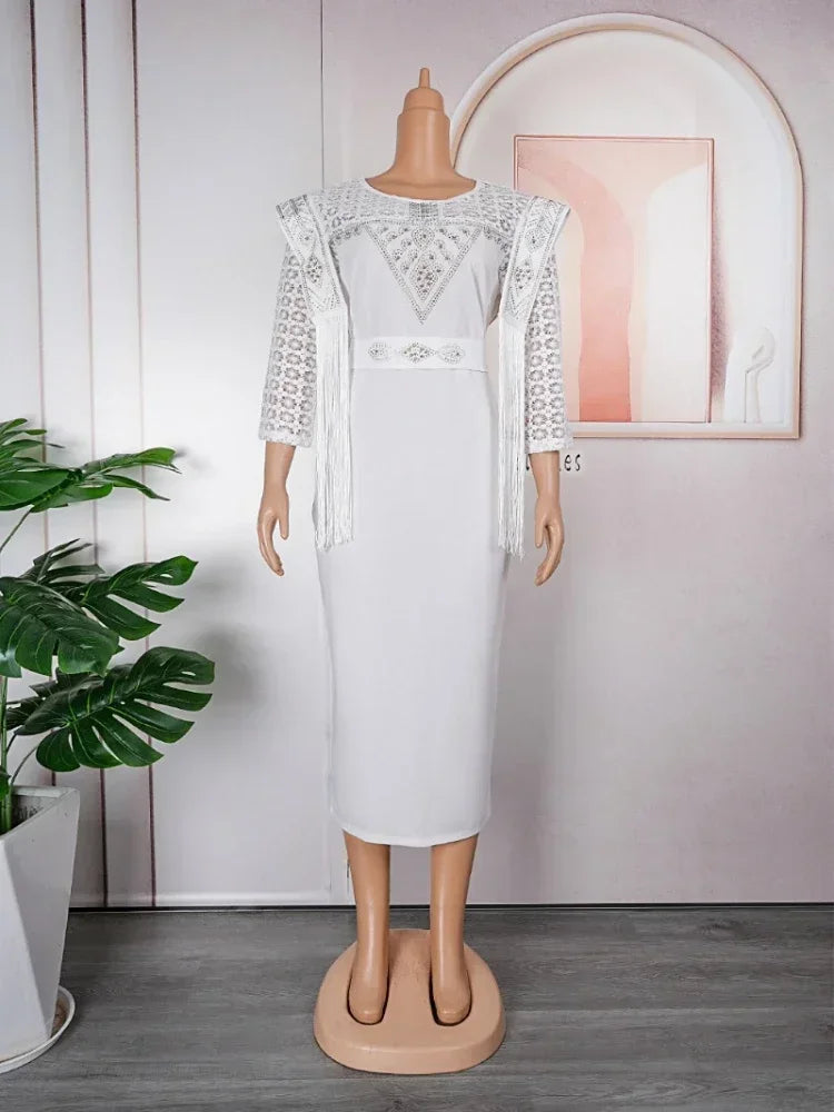 Maxy Plus Size African Party Dresses for Women Summer Fashion Dashiki Ankara Lace Wedding Gowns Elegant Turkey Maxy Dress
