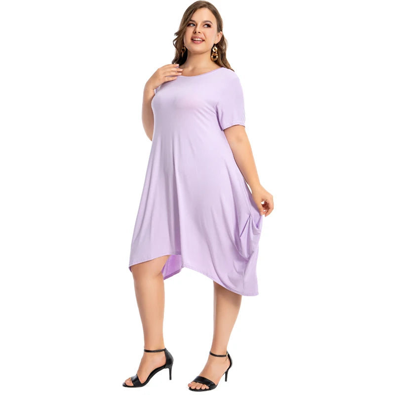 Amay Modal Cotton Nightgowns For Women Plus Size Short Sleeve O Neck Lounge PJS Pajama Dress 7XL 6XL 5XL Black White Red Sleepwear