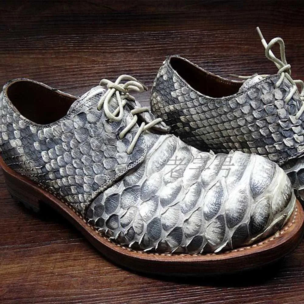 Amay SIPRIKS Mens Goodyear Welted Shoes Italian Man Python Skin Dress Shoes Hipster Snakeskin Gents Suit Shoes Male Animal Skin Boots