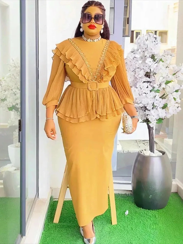 Maxy Elegant plus Size Long Dress Autumn Fashion Turkey Wedding Party Evening Gown for Ladies Women's Clothing