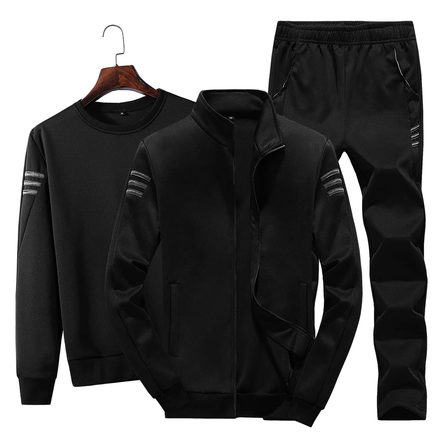 Amay Spring and Autumn New Korean Sweater Suit Men's Casual Sports Trend Three Piece Suit