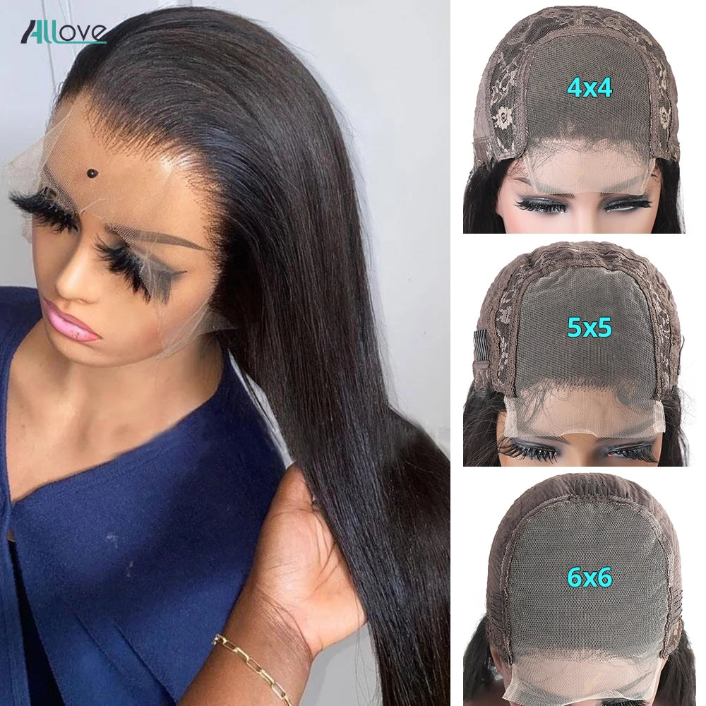 Amay 5x5 6x6 Lace Closure Wig Straight Human Hair Wigs 4x4  Transparent Lace Wig For Women Brazilian Remy Hair Wigs