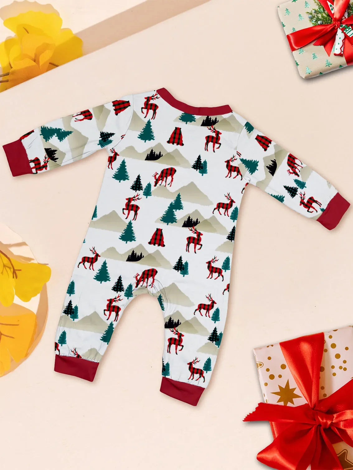 Maxy Cartoon All Over Print Christmas Pajamas Set Family Matching Outfits Cute Baby Dog Romper Pjs Soft Loose Sleepwear Xmas Pjs