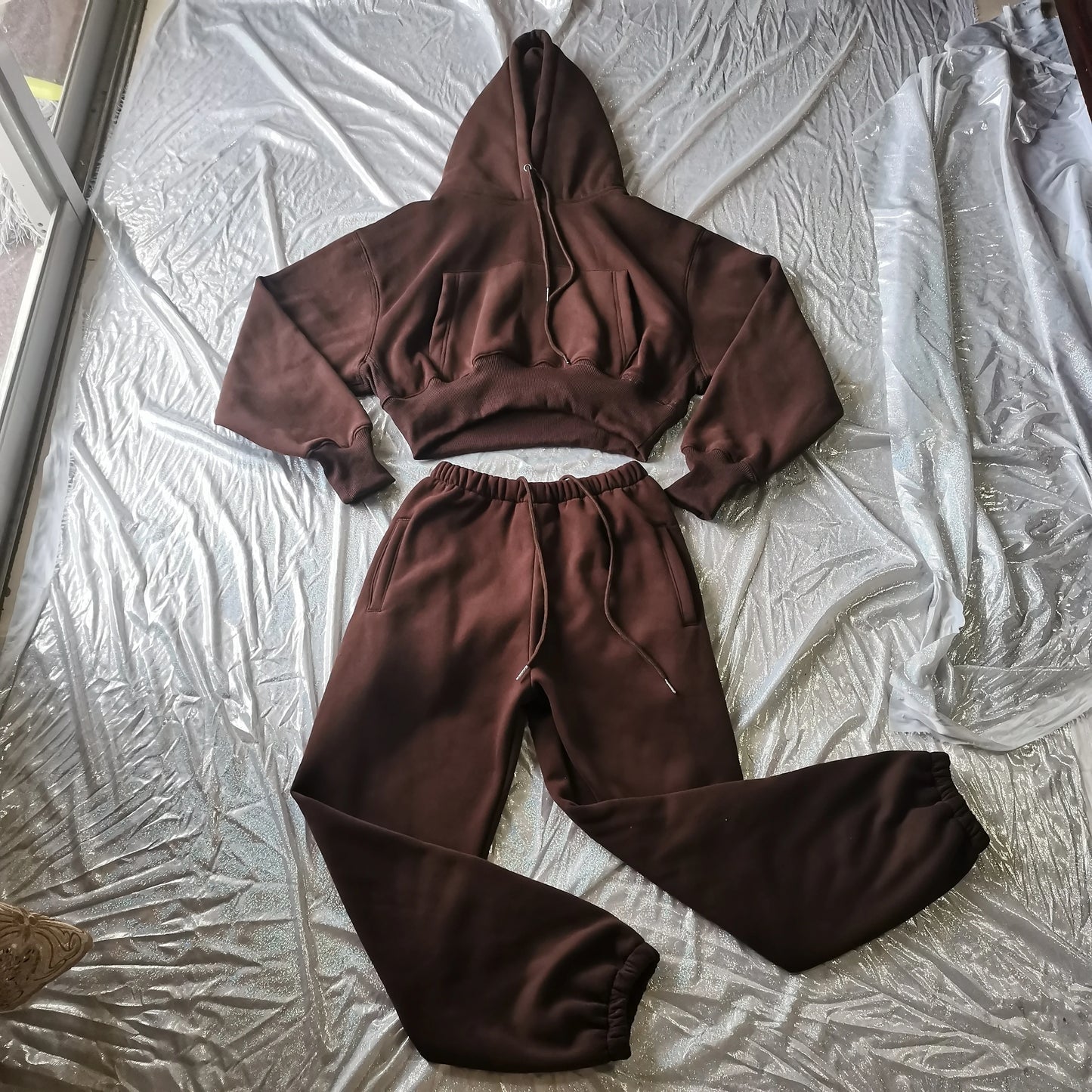 Maxy Wholesale Fleece Hoodie with Jogger Pant Sweat Suit Fall Winter 2 Piece Set Tracksuit Women Sports Outfit Two Piece Solid Casual