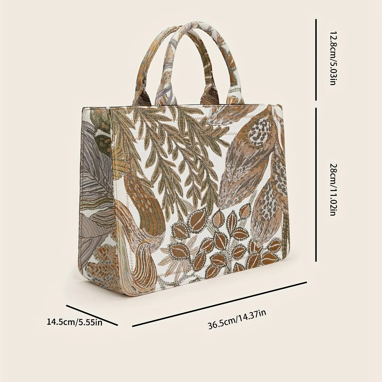Maxy Stylish Floral Pattern Tote Handbag, Trendy Satchel, Large-capacity Bag With ZIPPER