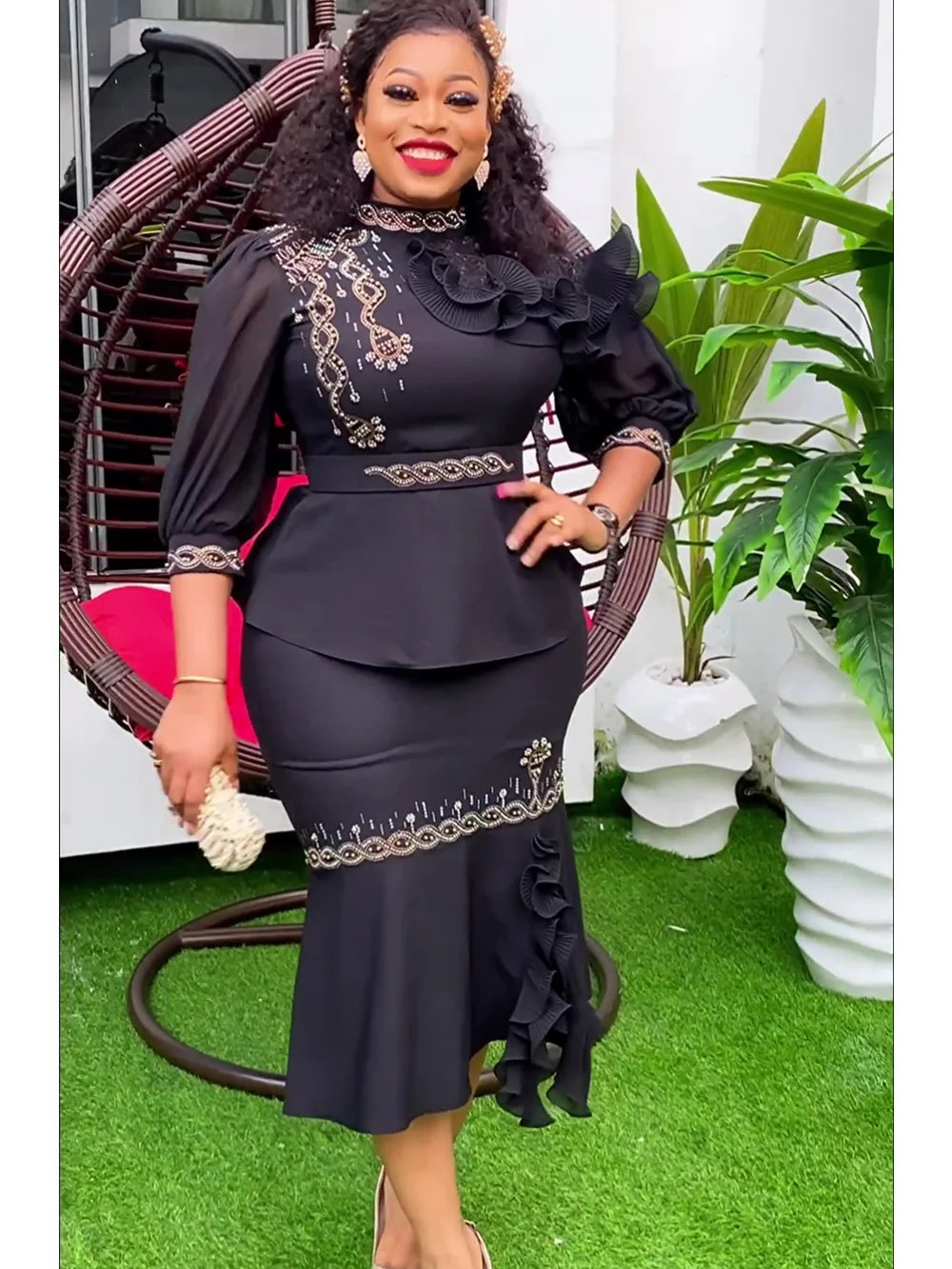 Maxy 2 PCS Set Africa Clothes African Skirts And Top for Women Ankara Wedding Gown Outfits Plus Size Lady Party Dresses