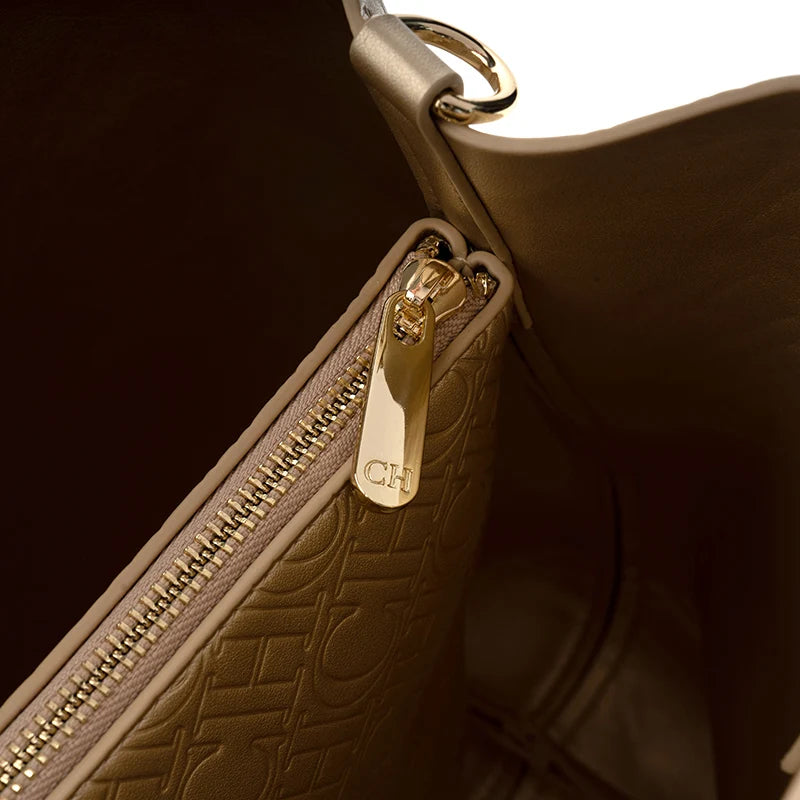 Maxy CH Premium Feeling Pure Color Letter Embossed Design Handbag Ladies Shoulder Bag Classic Fashion Ladies Crossbody Large Capacit
