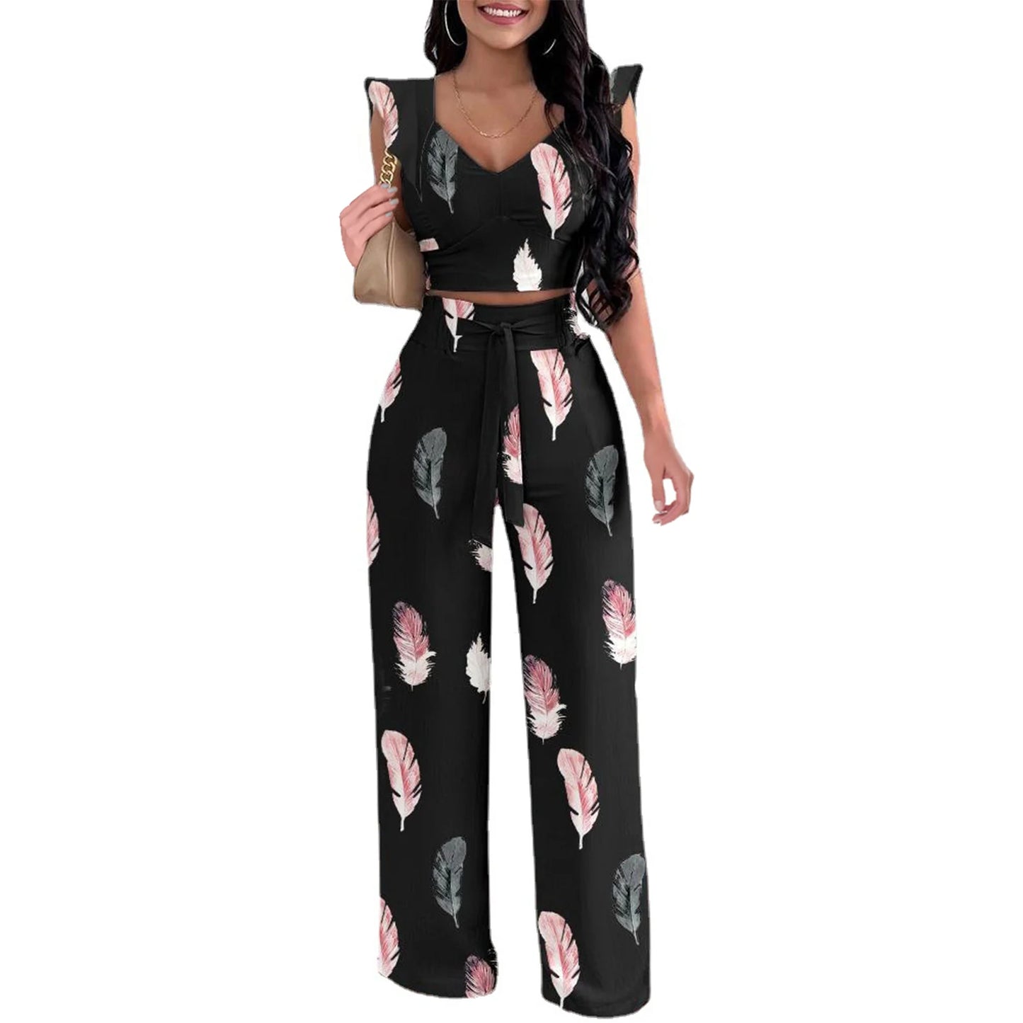 Maxy Summer Elegant Women Solid Casual Fitness Tracksuit Set Outfits Short Sleeve Crop Tops Trouser Flare Pants 2 Two Piece Set