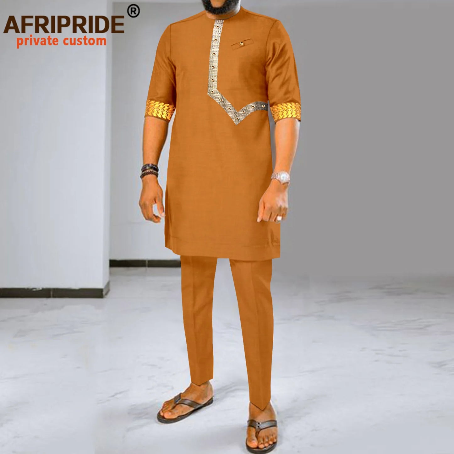 Maxy Men Tracksuit African Clothes 2 Piece Set Dashiki Embroidery Short Sleeve Shirt and Ankara Pants Set Dashiki Outfits 2416017