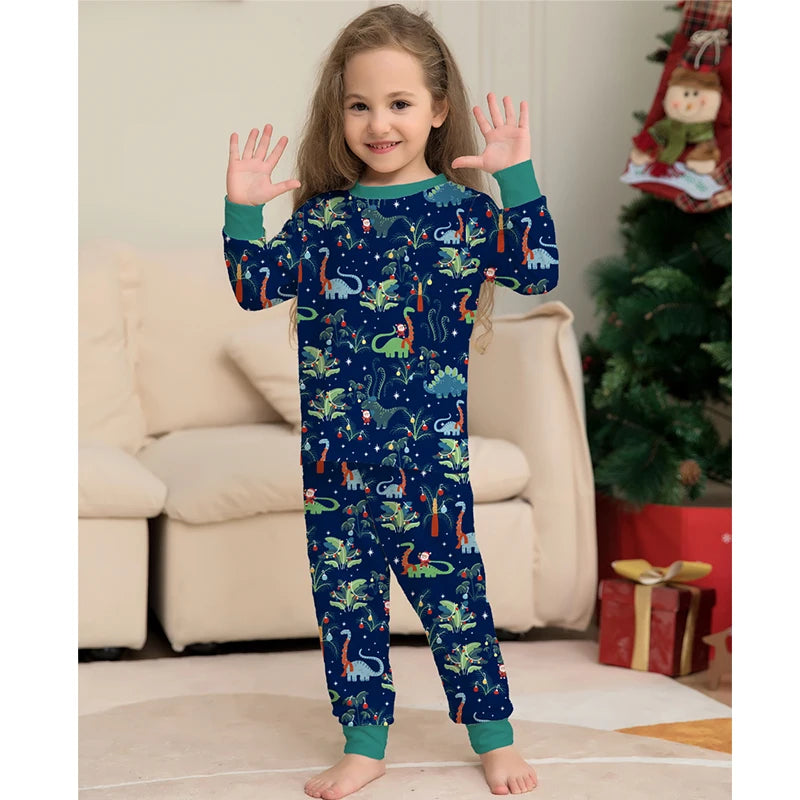 Christmas Max Matching Pajamas Family Outfits 2024 New Year Father Mother Kids Dinosaur Family Look Sleepwear Pyjamas Clothes Sets