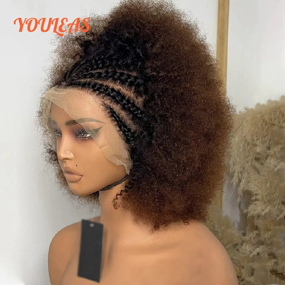 Afro Kinky Curly Wig Short Bob Ombre 1B4Color 13x6 Lace Front Transparent Lace Human Hair Wig For Woman Glueless 100% Human Hair