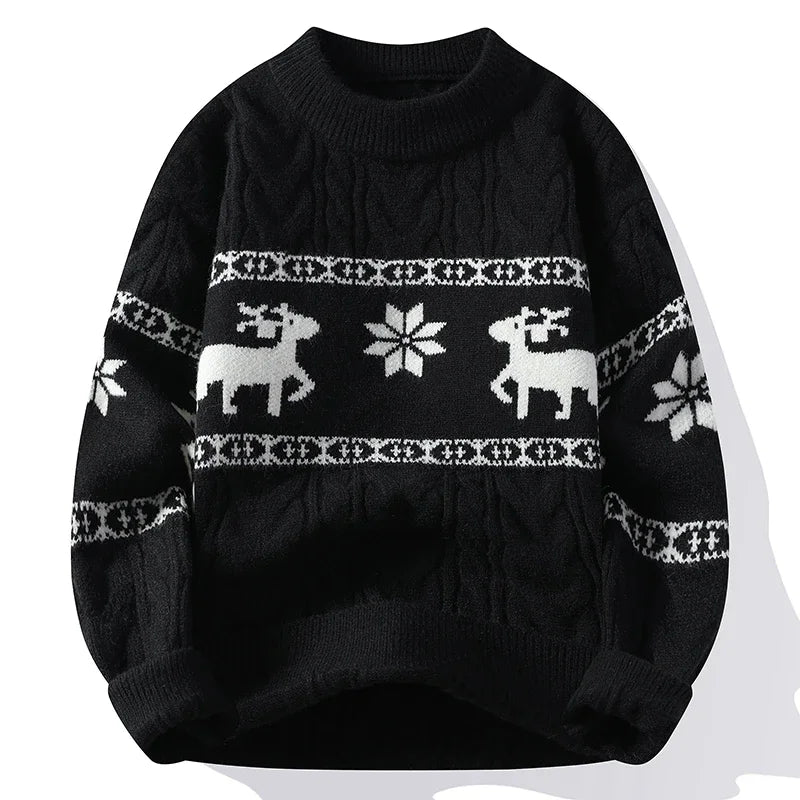 Maxy 2024 New Fall Winter High End Luxury Cashmere Sweater Men Thick Warm Men's Sweaters with Deer Christmas Jumper