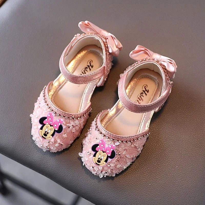 Maxy Disney Mickey Mouse Girls Show Shoes Summer New Girls Baby Princess Shoes Children Baotou Soft Sole Crystal Shoes Sandals