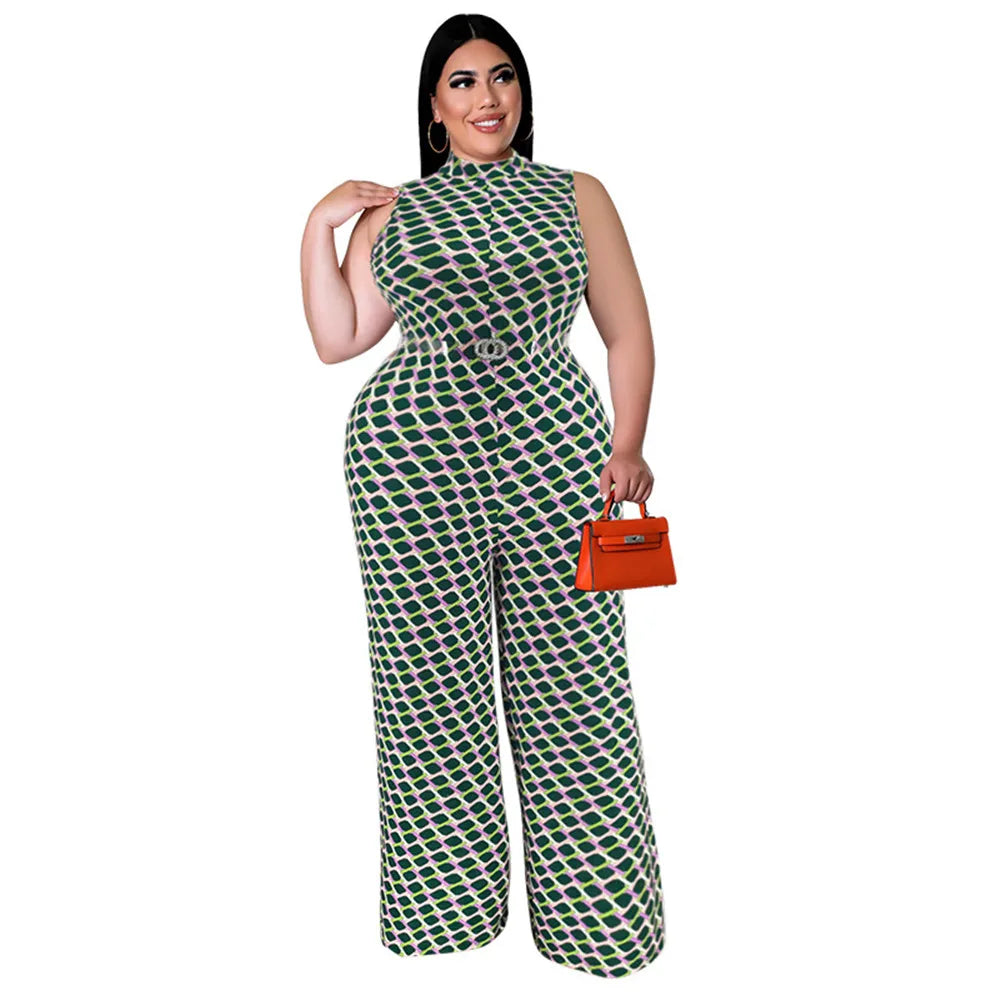 Wmstar Plus Size Women Jumpsuit Summer Clothes Plaid Print with Belt Urban Leisure Shirts Bodysuit New Wholesale Dropshipping