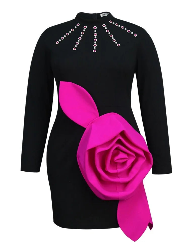 Maxy Dress Women Wholesale African Style Long Sleeved with Contrasting Colors Fashionable Party Banquet Dress Form Fitting