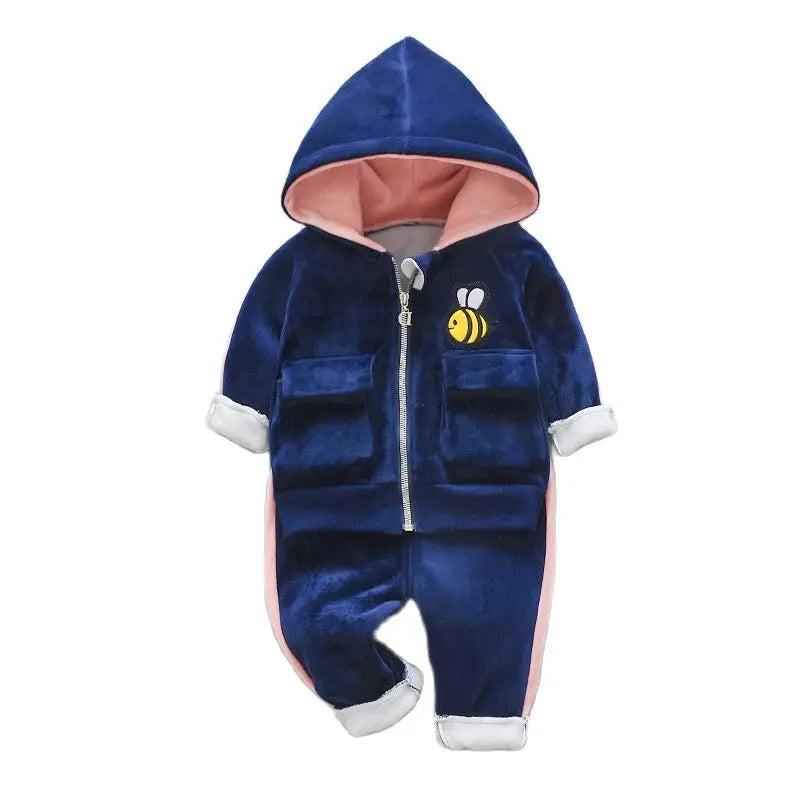 Winter Baby Boys Clothing Sets 2023 Cartoon Toddler Boys Girls Warm Hooded Coats Pants Suit Kids Thick Tracksuit Clothes Set