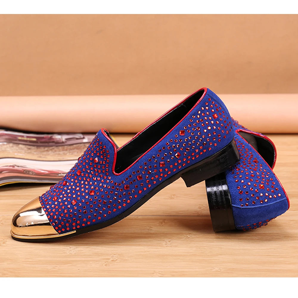 Maxy Autumn Metal Soup diamond COW LEATHER Luxurious Commercial affairs Customized Personality Party Socialize Shoes