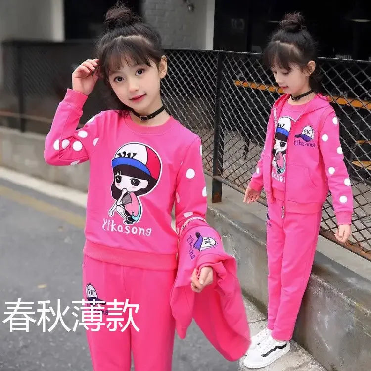 Maxy Girls Clothes Set Teen Kids Tracksuit Autumn Winter Vest + Coat + Pants 3pcs Children Clothing Suits Girl Sets 4 6 8 10 12 Year