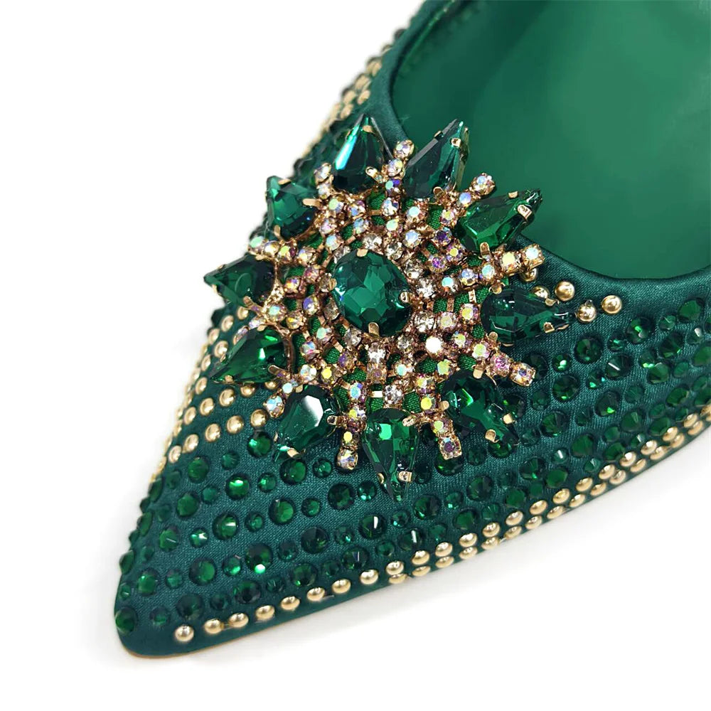 Visco Italian Design Fashion Luxury Women's Shoes and Purse Full Diamond Decoration Big Capacity Hand Bag