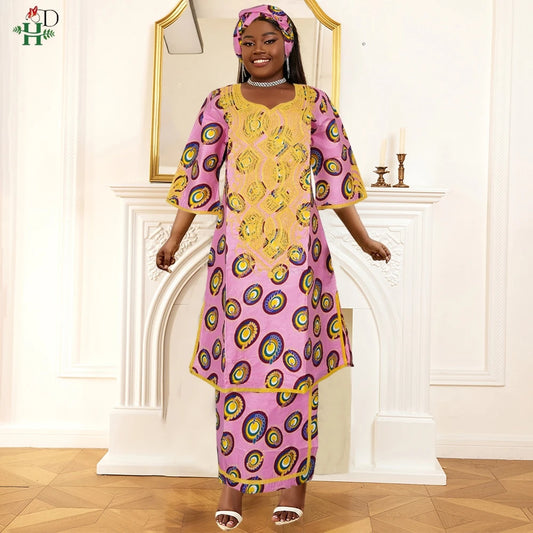 Maxy H&D African FOR Women Traditional Outfit Dashiki Wax Dresses Plus Size Embroidery Robe Party Evening Gown Turkey Clothing