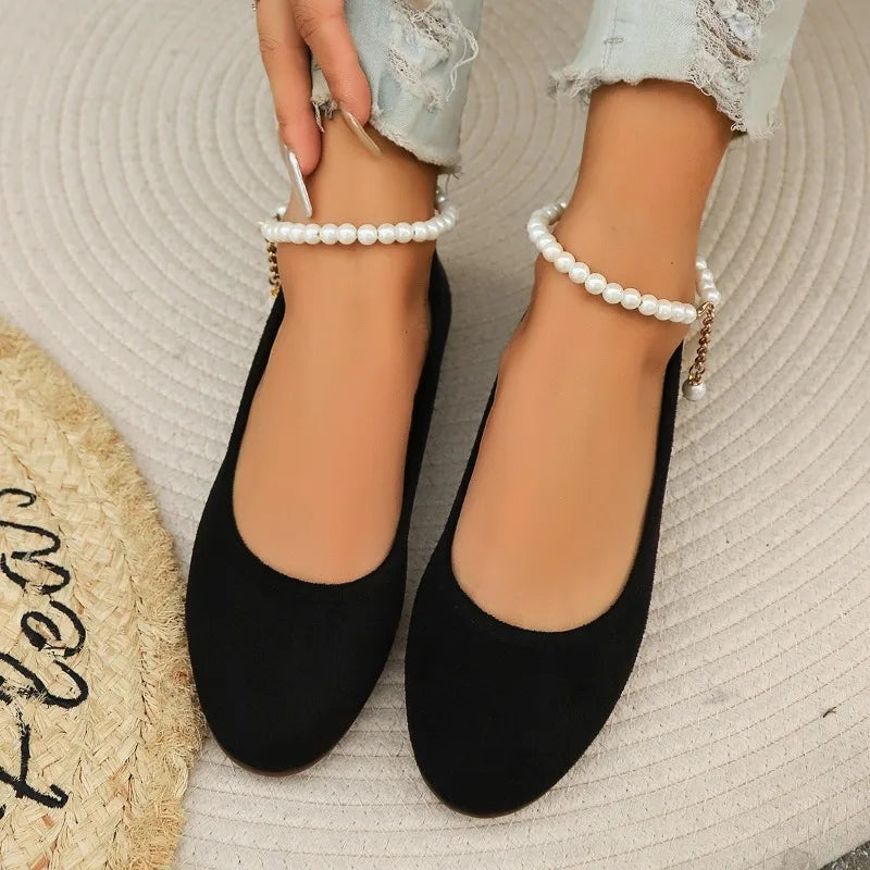 Maxy Style Comfortable and Versatile Women Spring and Autumn Outdoor Flat Shoes Round Toe Shallow Loafers Flat Shoes for Women