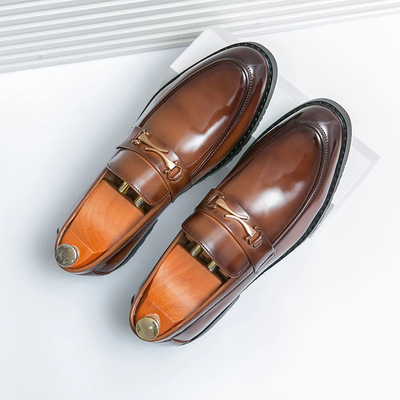 Visco New Men's Casual Leather Shoes Four Seasons Plus Size Anti Slip Business Leather Shoes Fashion Versatile Tide Party Driving Shoe