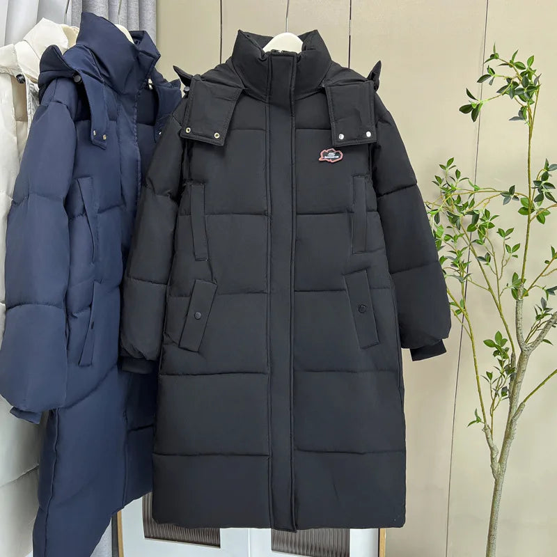 Maxy Plus Size Women Parka Winter New Loose Fashion Casual Couple Hooded Thickened x-long Warm cotton-padded Jacket 368