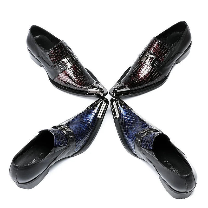Amay Men leather original Italian Classic Blue penny loafer shoes Red Dress Shoes Wedding Shoes Men Formal Flats big