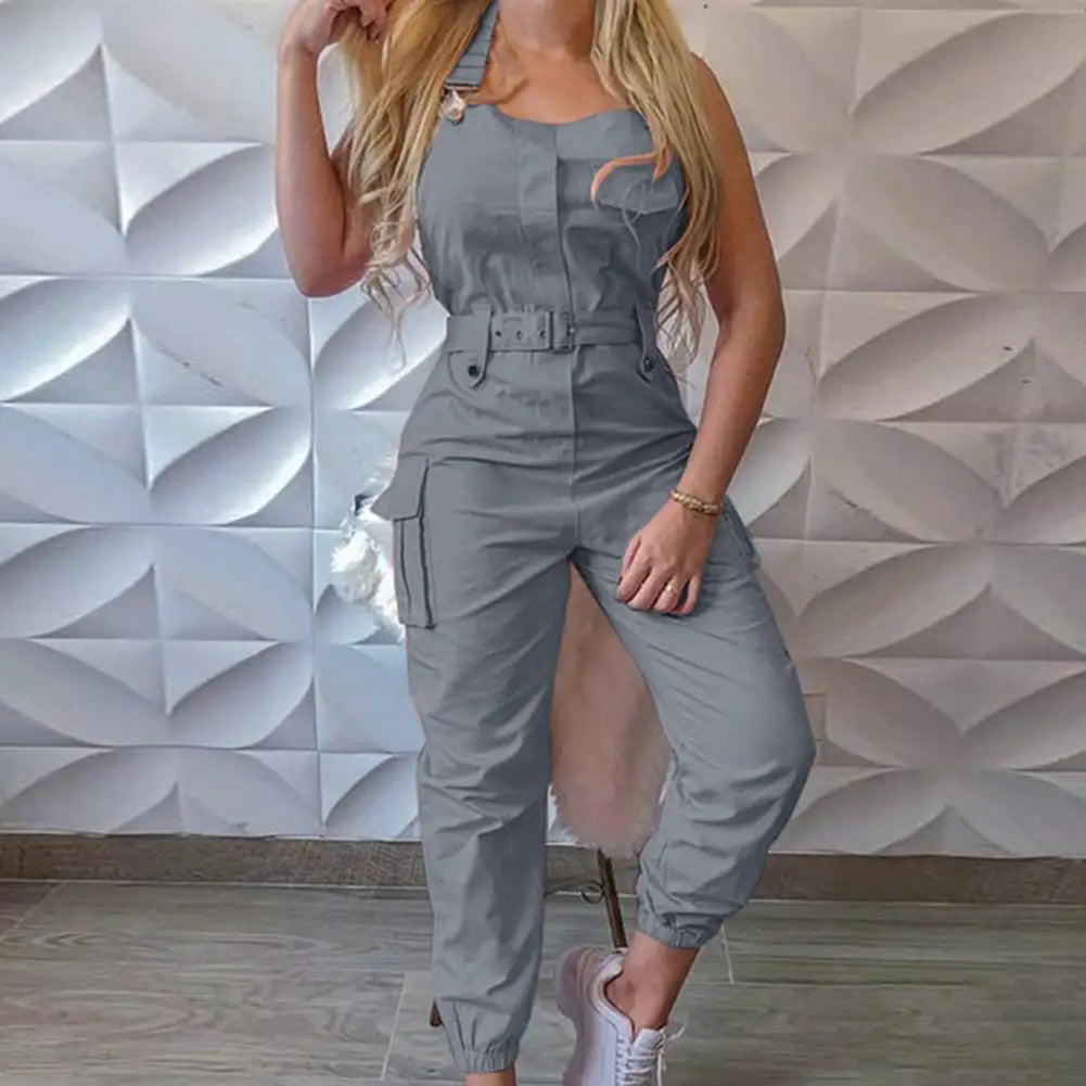Maxy European and American Suspender Women Jumpsuit Fashion Women Loose Strap Jumpsuit Ankle Tied Harem Trousers Casual Playsuits