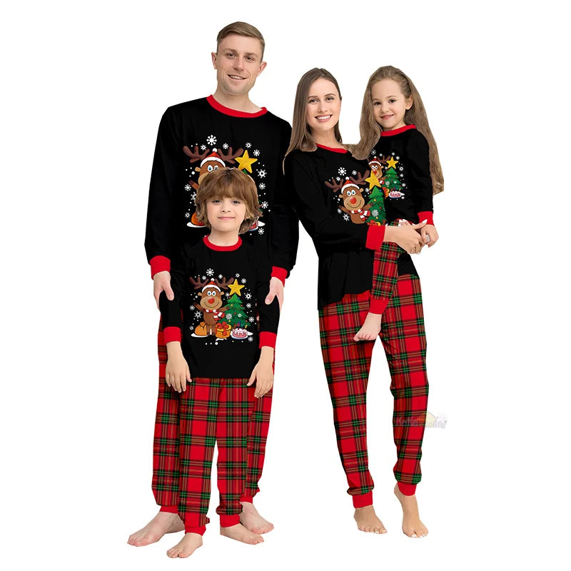 Maxy Christmas Outfit Pajamas Family Matching Adult Kids News Xmas Pyjamas Clothes Set Baby Rompers Casual Sleepwear Family Look