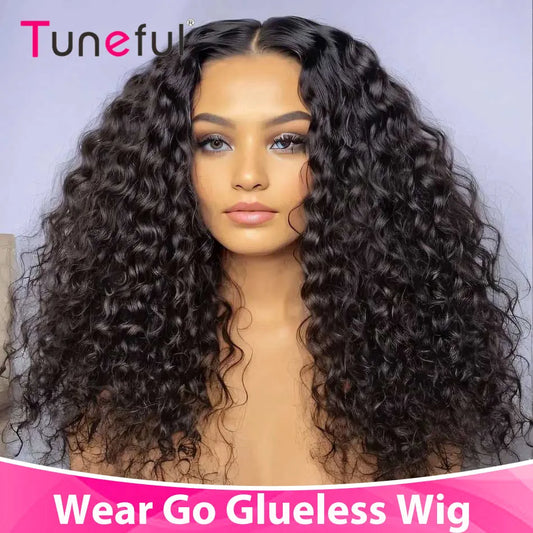 Maxy 100% Glueless Wigs Human Hair Wigs Ready to Wear and Go Bleached Knots 210% 6x4 Pre Cut HD Transparent Lace Wigs Jerry Curly