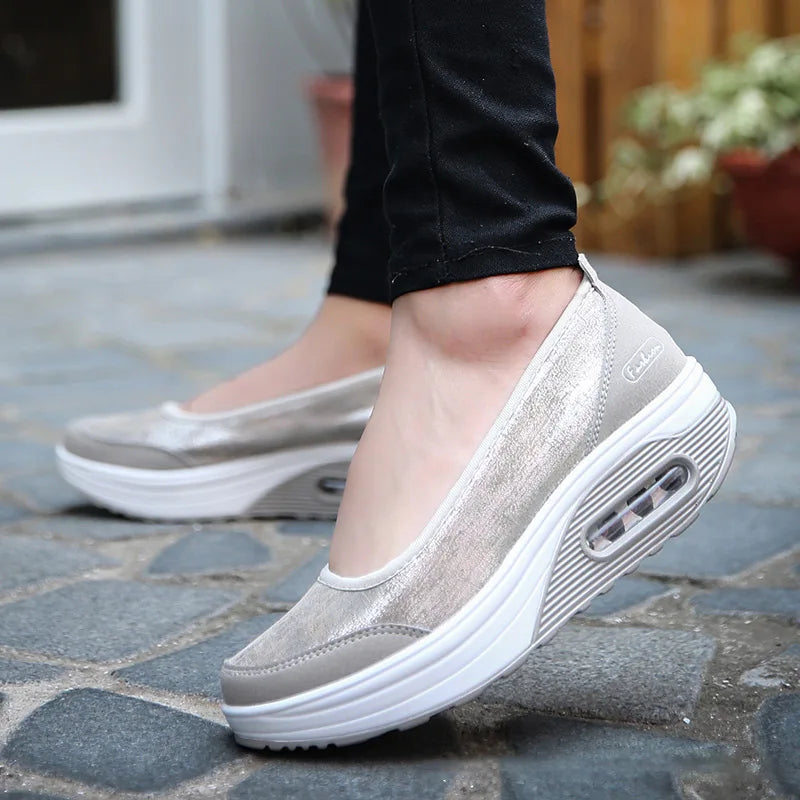 Maxy Women Sneakers Flats Loafers Sweet Shallow Comfort Moccasins Slip-on PU Platform Ballet Ladies Vulcanized Shoes New