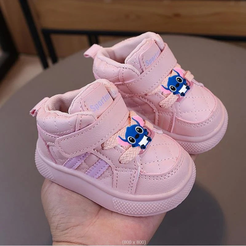 Visco Mickey Minnie Fashion Kids Sneakers High Top Breathable Casual Shoes Girls Non-slip Boys Outdoors Toddler Board Shoes