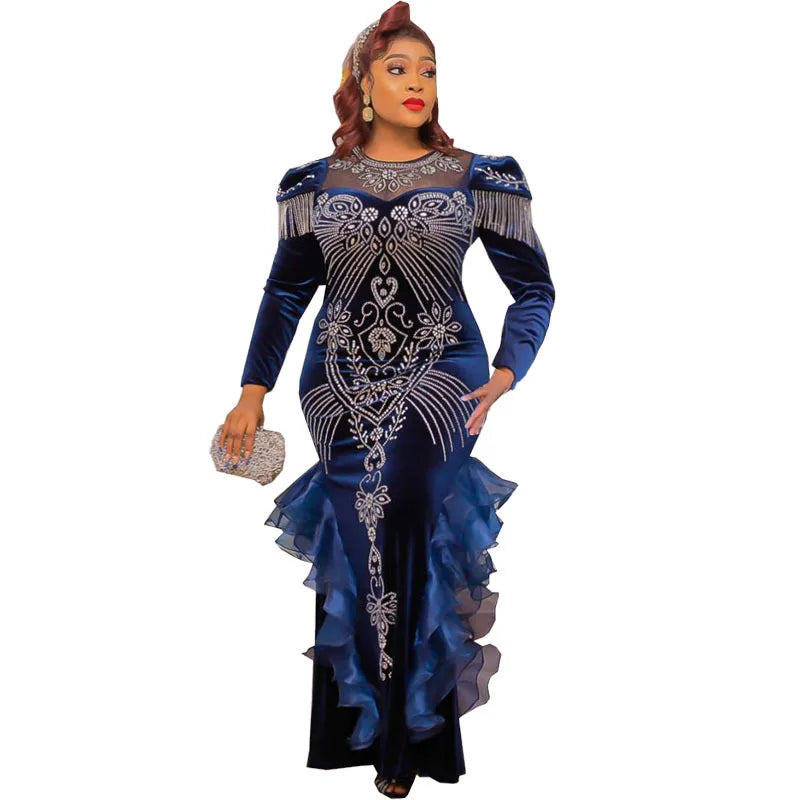 Babs Spring Autumn African Women Long Sleeve O-neck Long Dress Dashiki Clothes Maxy Dresses African Dresses for Women