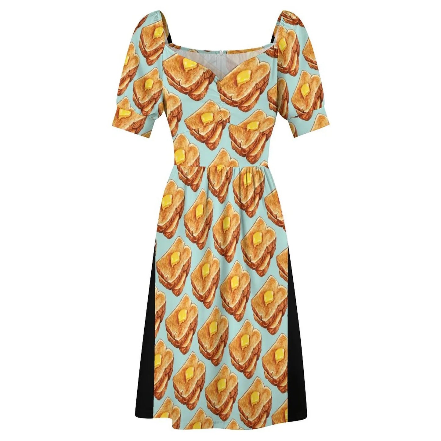 Maxy Buttered Toast Pattern Short-Sleeved Dress Clothing female summer dress women chic and elegant woman dress