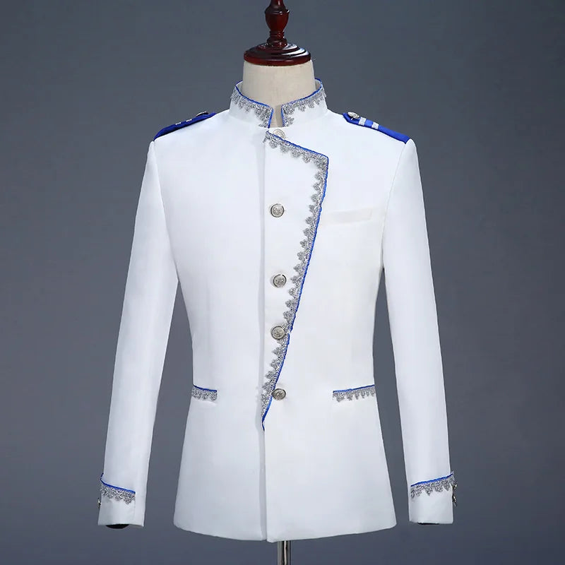 Visco Men Suit Set White Prince Wedding Suit Elegant Uniform Castle Men's Jacket