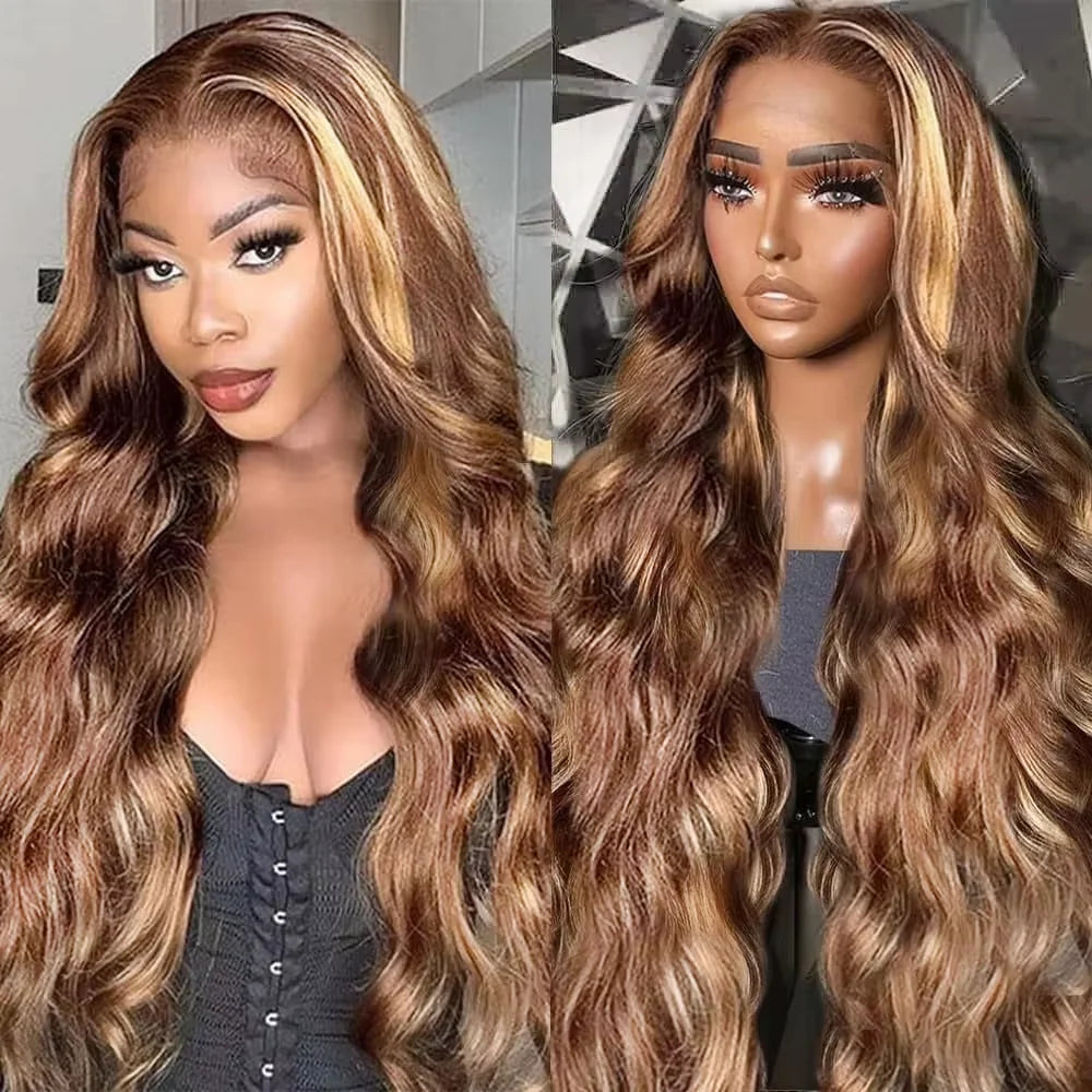 Black Brown Lace Front 13x4 Body Wave Wigs P427 Highlight Ombre Human Hair 13x6 HD Lace Frontal Blonde Colored Wig