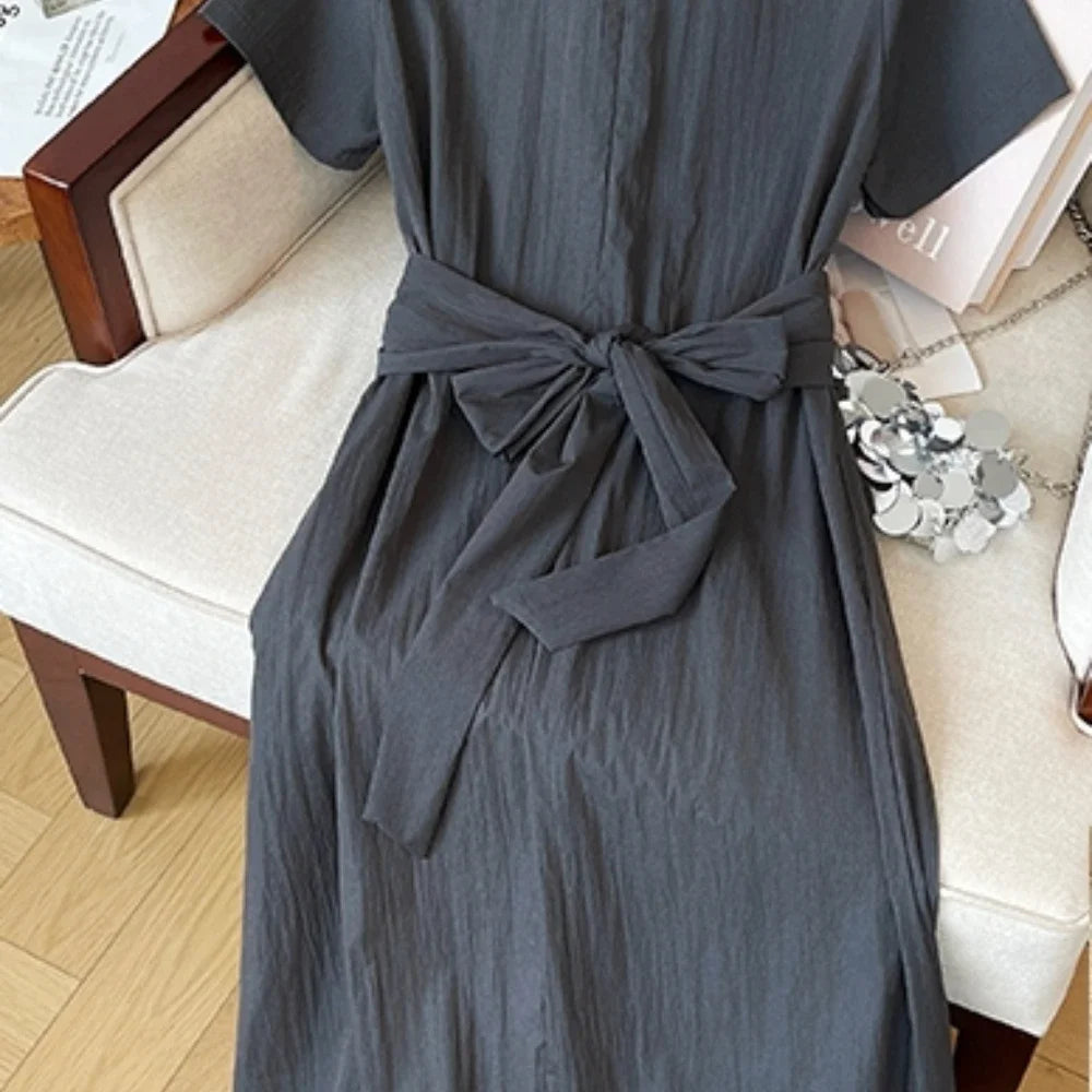 Maxy Elegant Vintage Elegant Criss-Cross Loose Evening High Street Plus Size Clothing Long dress women clothing