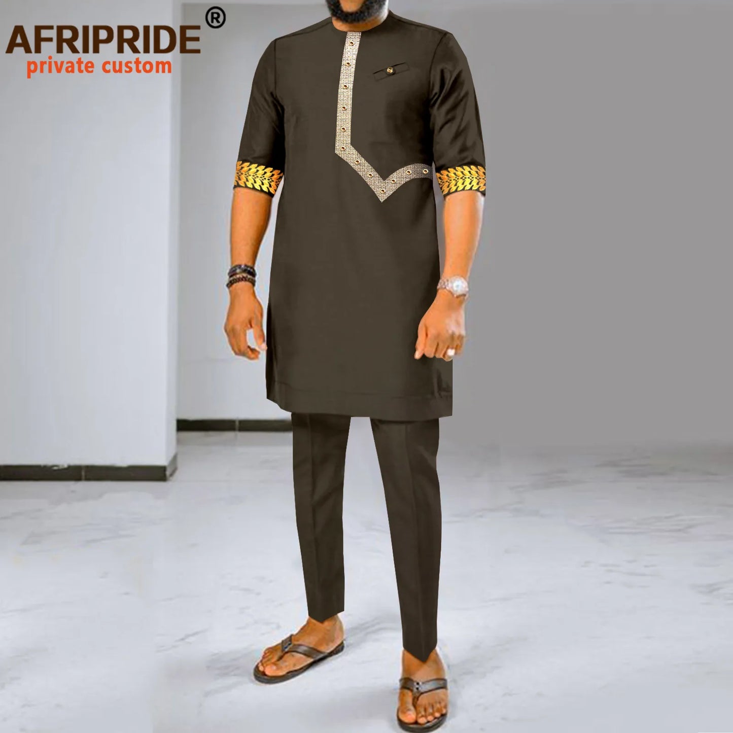 Maxy Men Tracksuit African Clothes 2 Piece Set Dashiki Embroidery Short Sleeve Shirt and Ankara Pants Set Dashiki Outfits 2416017