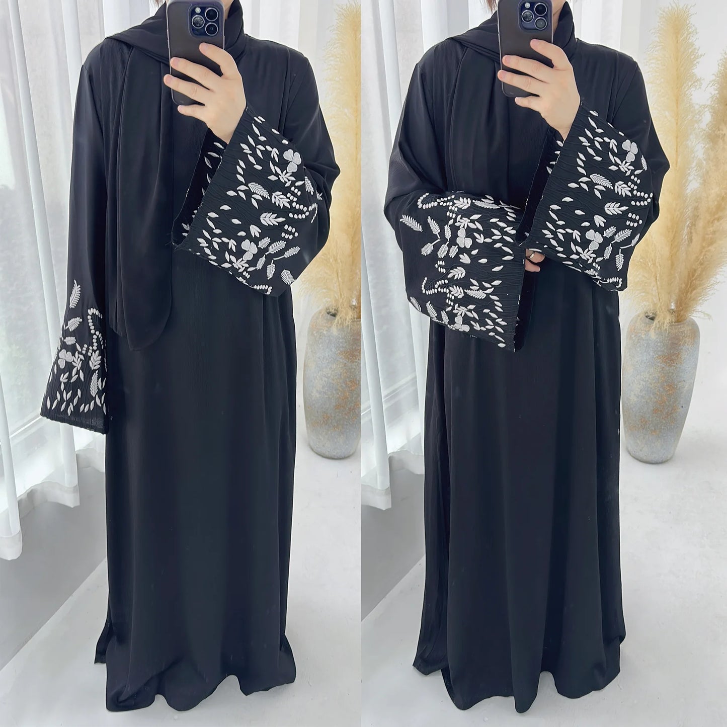 Maxy New Embroidery Jalaiya Women Muslim Maxy Dress Dubai Abaya Turkey Kaftan Eid Mubarak Djellaba Islam Clothing Morocco Robe
