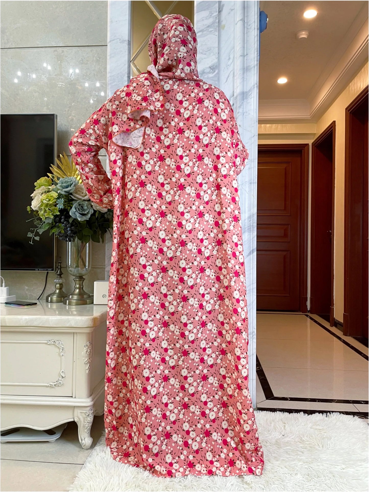 Maxy Muslim Robe Neswest Turban Turkey Prayer Women Floral For Loose East  Dubai Cotton Abaya Femme Middle Ramadan African Dress