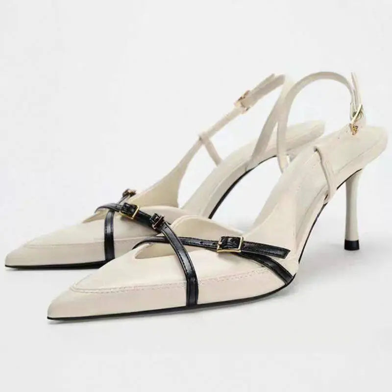 Bebs New Brand Summer Pointed Toe Women Sandals Concise Slingback Party Dress Mules Shoes Sexy High Heels Banquet Striptease Sandals
