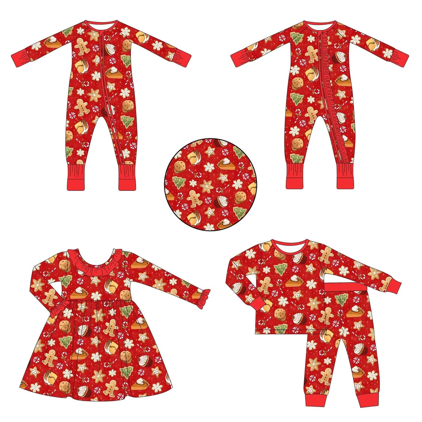 Maxy Boutique children's suit Christmas long-sleeved lace deer tree socks print girls dress boys' pajamas set baby zipper jumpsuit