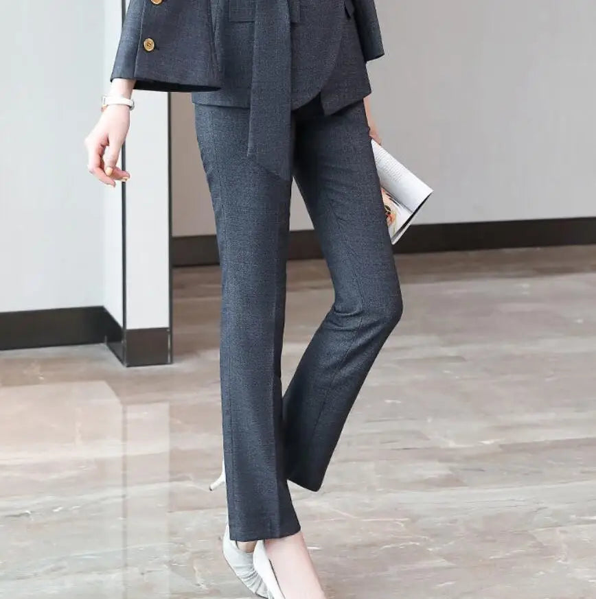 Maxy New Women's Outfits Professional Business Casual Trousers Suit Office Ladies Work Wear Long Sleeve Blazer Pants Two Piece Sets