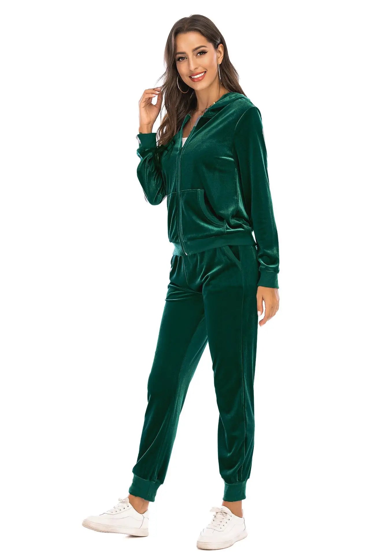 Maxy Autumn Two Pieces Tracksuit Women Velvet Oversize Sweatshirts Jogging Femme Suits Female Tops Pants Sets