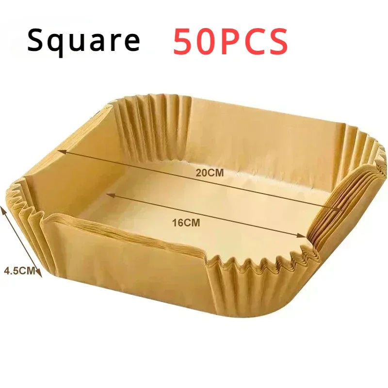 Maxy 23CM Air Fryer Disposable Baking Paper Liner Non-Stick Mat Steamer Square Round Parchment for Microwave Oven Kitchen Cookers