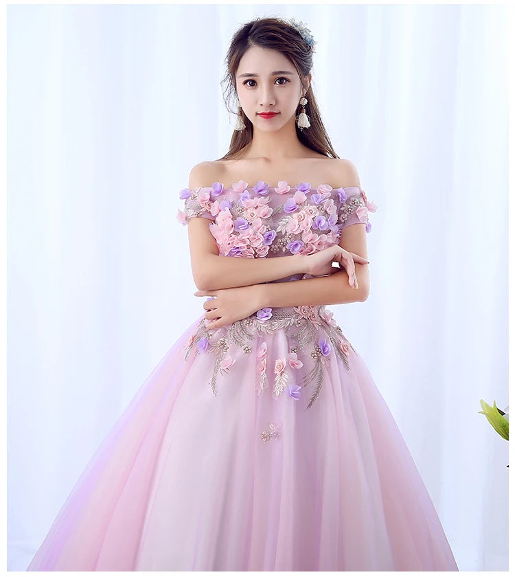 Maxy Quintenary Dress New Gryffon Elegant Boat Neck Party Prom Formal Ball Gown Sweet Floral Print Vestido De Quincenera
