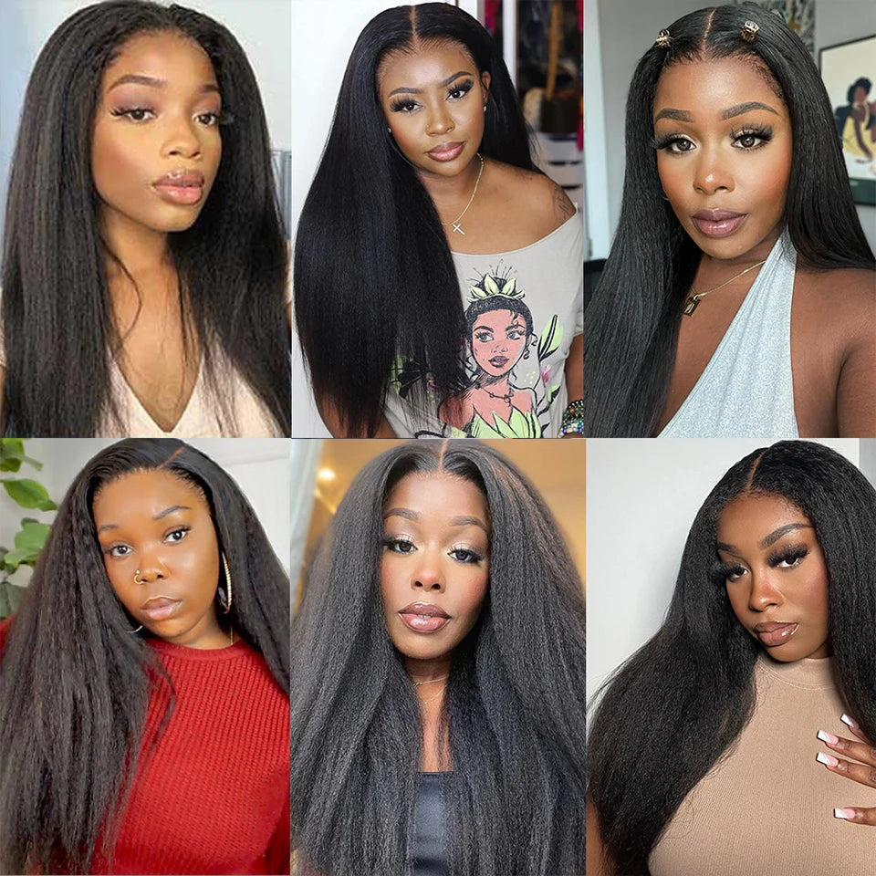 Maxy Kinky Straight Wig 250 Density Lace Wig Human Hair Wigs For Women Brazilian Kinky Straight Lace Front Wig With Baby Hair