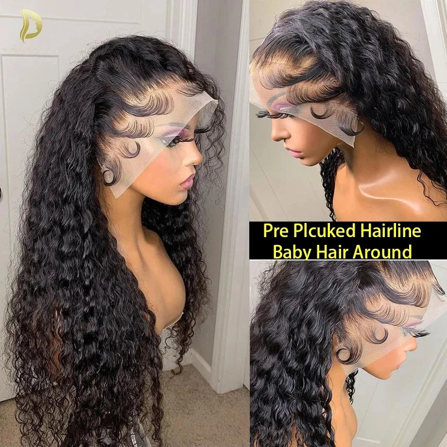 Maxy 13x4 Hd Lace Frontal Wig 13x6 Curly Human Hair Wigs Water Wave Human Hair Wig 30 40 Inch Loose Deep Wave Brazilian Choice Black