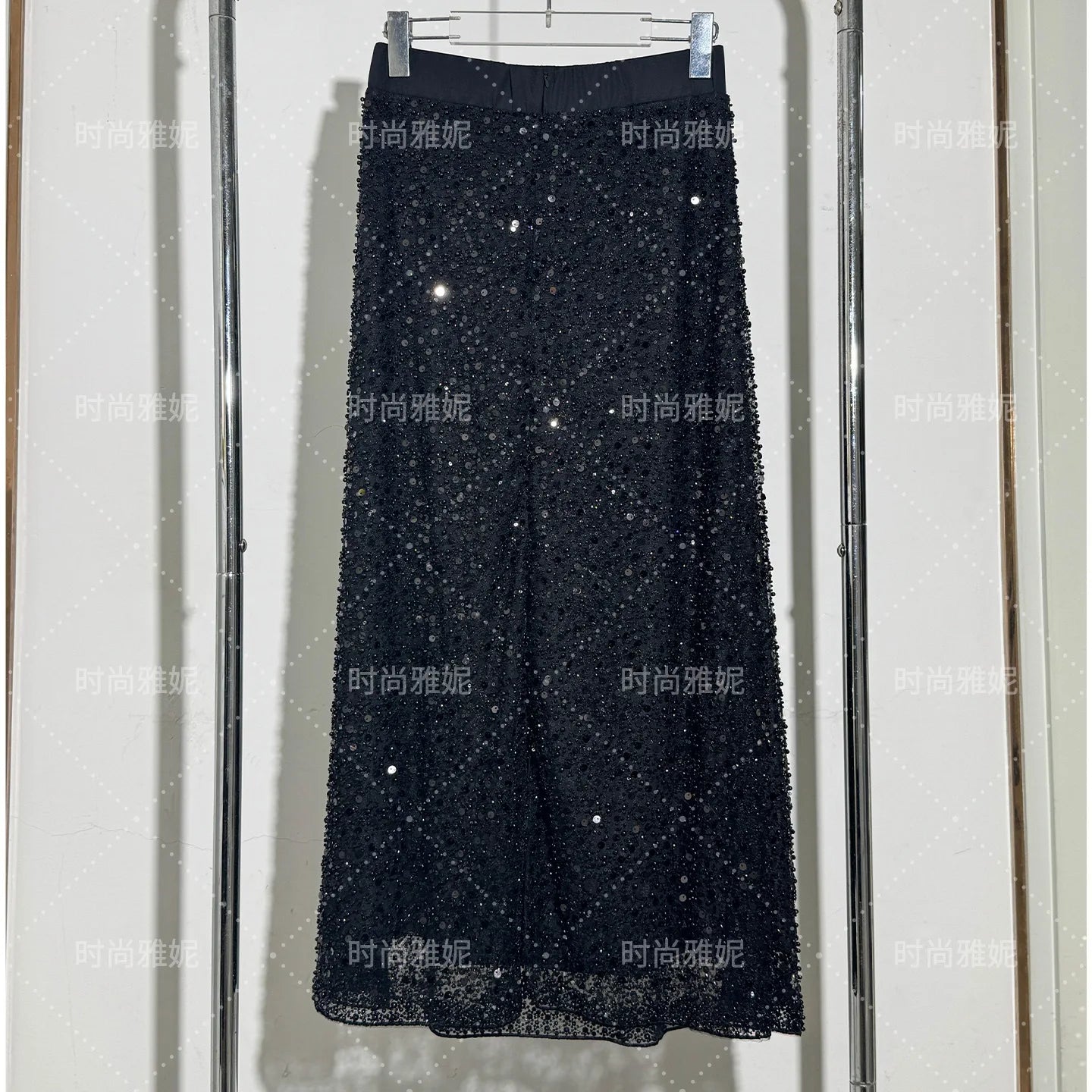 Maxy Fashion Heavy Sequin Beaded Cardigan Jacket for Women Slim Fit Bodycon Mid-Length Skirt Trendy Long Sleeve Coat
